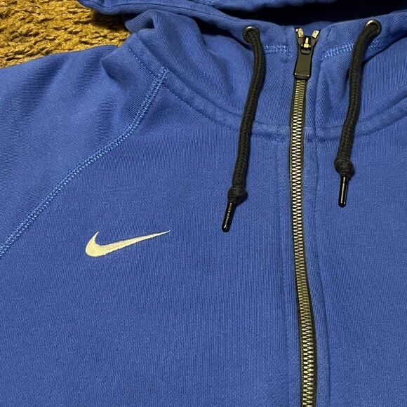 Vintage Y2K Nike Small Check Full Zip Hoodie Blue Large - Picture 3 of 5